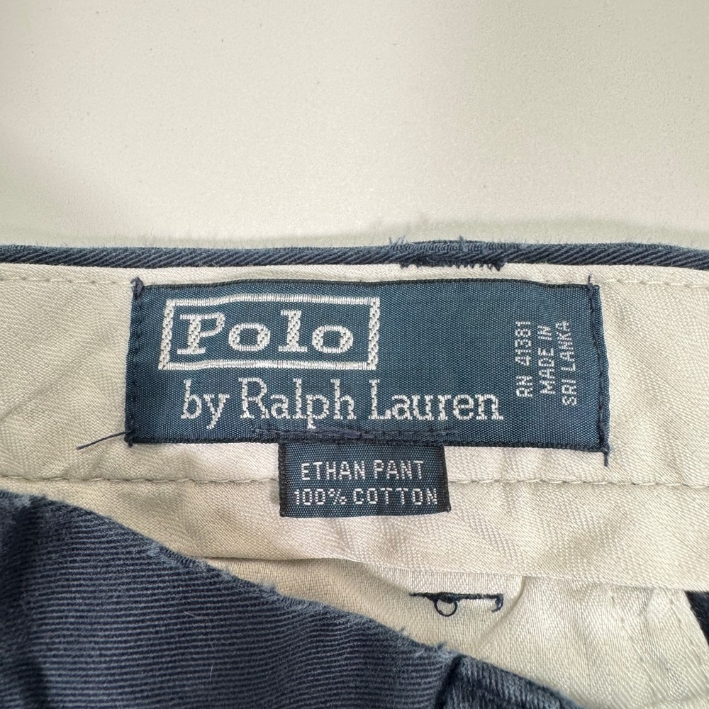 Polo Ralph Lauren Ethan Pant Mens 34x30 Navy Blue Pleated Chino Cotton Tag 34x32 - Picture 3 of 16